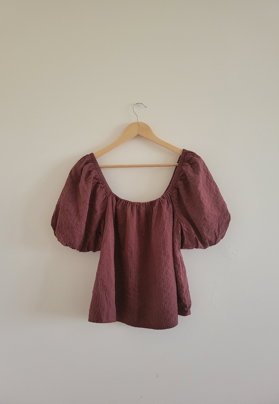 AERIE Romantic Chocolate Red Puff Sleeve Blouse